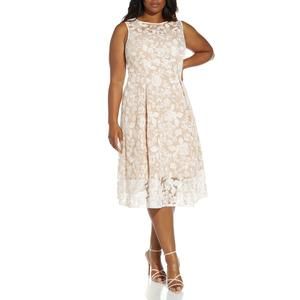Adrianna Papell Womens Ivory Burnout Cocktail and Party Dress Plus NWT